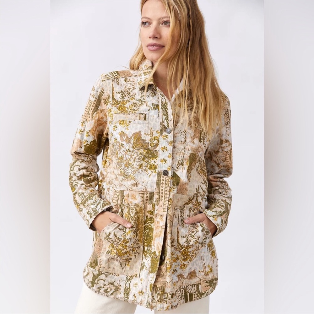 Anthropologie Pilcro Fielder Denim Jacket Shacket Long Sleeve Boxy Button Down S - Picture 1 of 16